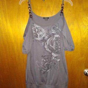 Women Tunic Grey shirt with roses